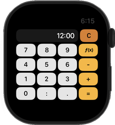 Pace Time calculator on Apple Watch showing the number pad and the f(x) button