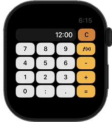 Pace Time calculator on Apple Watch showing the number pad and the f(x) button